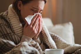 Mujer con sintomas gripe